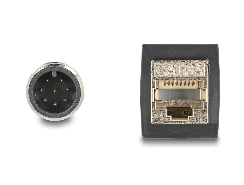 כבל רשת תעשייתי M12 PUR (TPU) תקע A-coded 8 pin לשקע RJ45 אורך 50 ס"מ - delock.israel