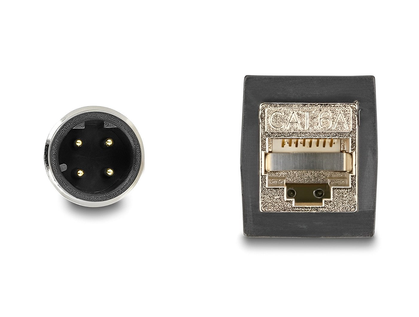כבל רשת תעשייתי M12 PUR (TPU) תקע D-coded 4 pin לשקע RJ45 אורך 50 ס"מ - delock.israel