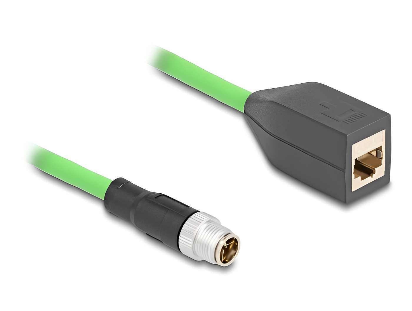 כבל רשת תעשייתי M12 PUR (TPU) תקע X-coded 8 pin לשקע RJ45 אורך 50 ס"מ - delock.israel