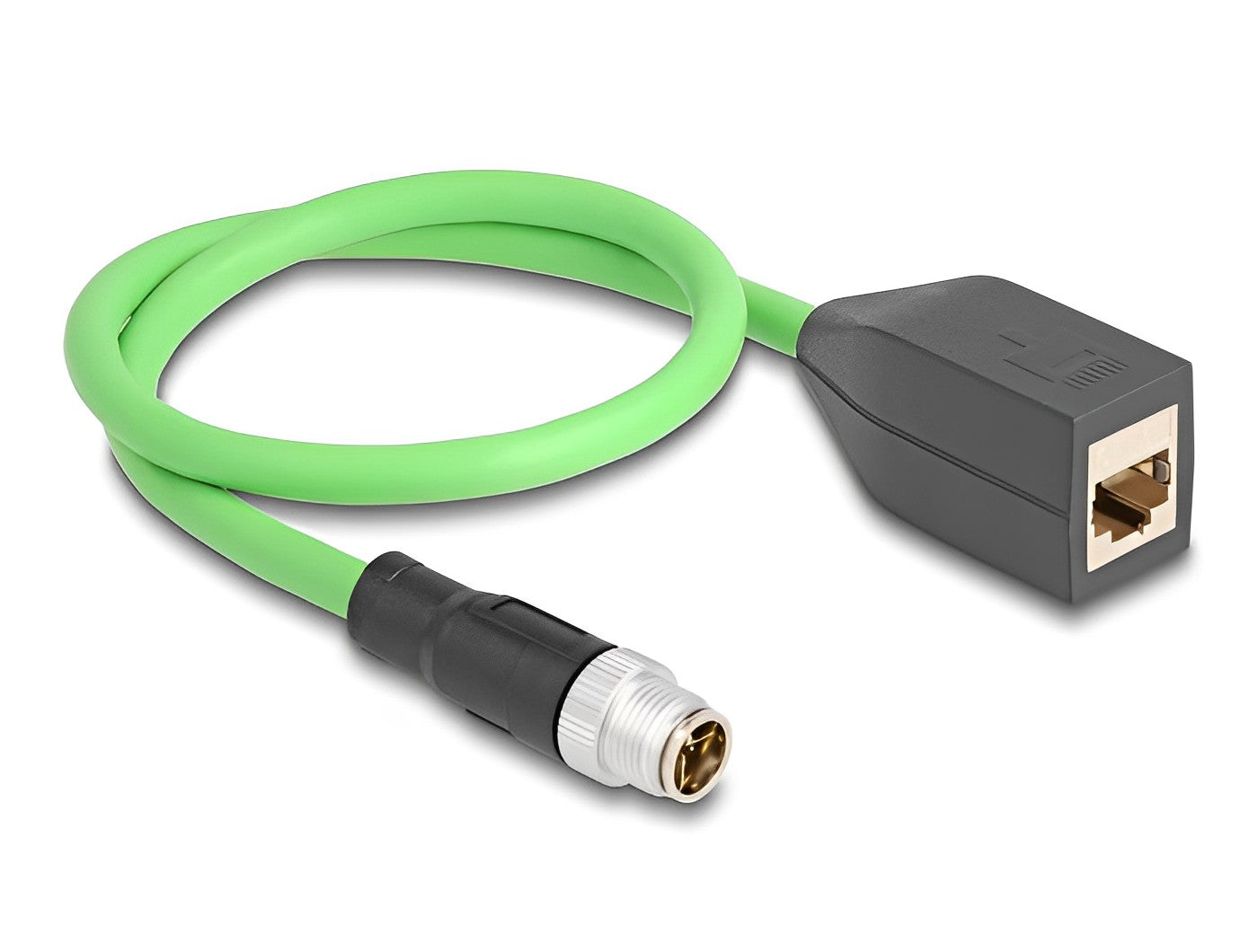 כבל רשת תעשייתי M12 PUR (TPU) תקע X-coded 8 pin לשקע RJ45 אורך 50 ס"מ - delock.israel