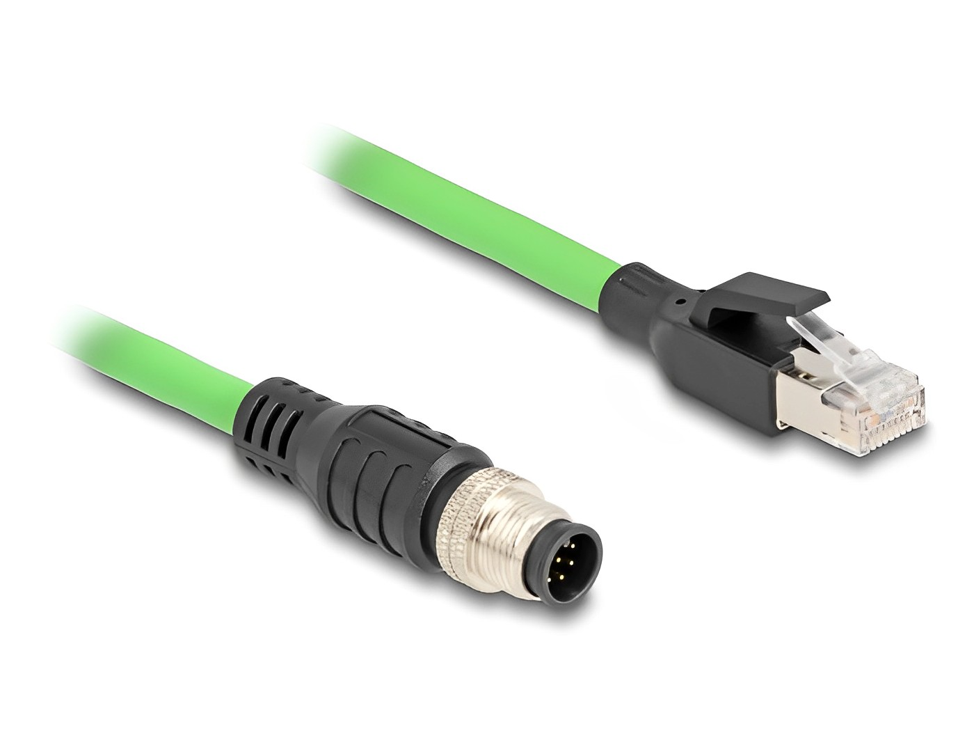 כבל רשת תעשייתי M12 PUR (TPU) תקע A-coded 8 pin לתקע RJ45 - delock.israel
