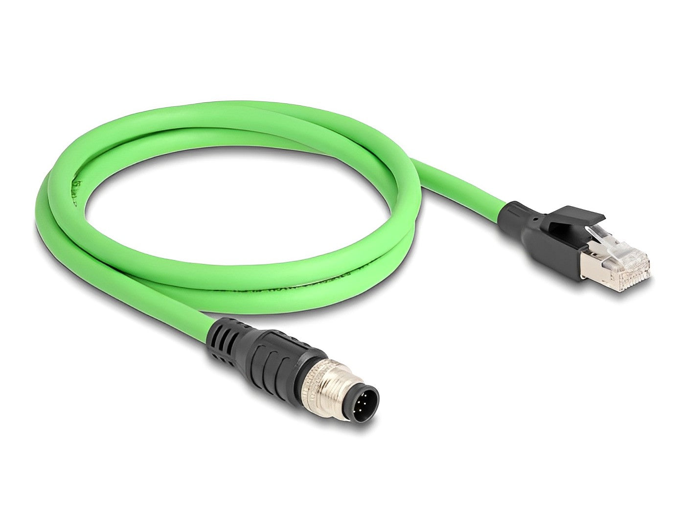 כבל רשת תעשייתי M12 PUR (TPU) תקע A-coded 8 pin לתקע RJ45 - delock.israel