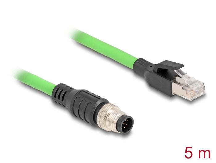 כבל רשת תעשייתי M12 PUR (TPU) תקע A-coded 8 pin לתקע RJ45 - delock.israel