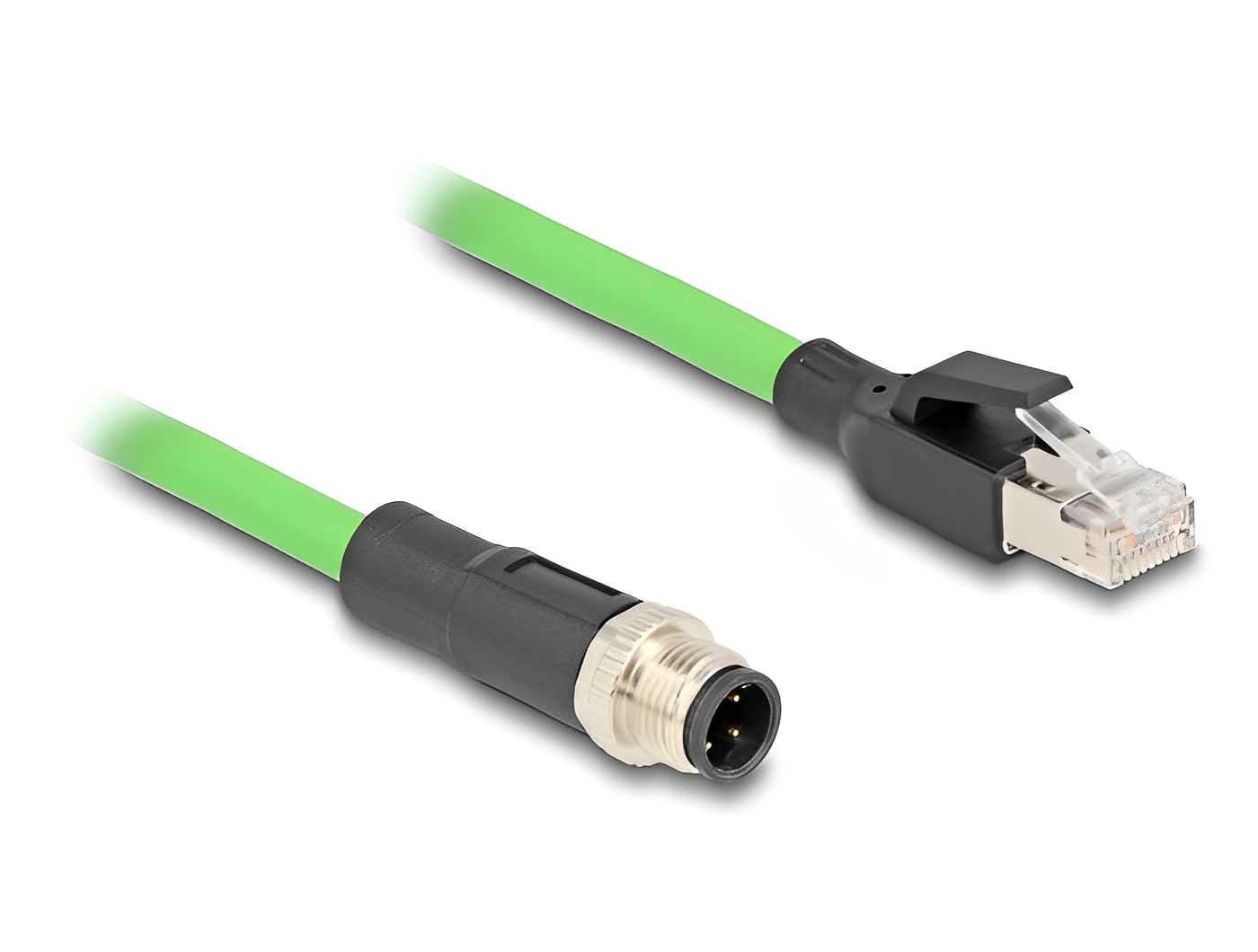 כבל רשת תעשייתי M12 PUR (TPU) תקע D-coded 4 pin לתקע RJ45 - delock.israel