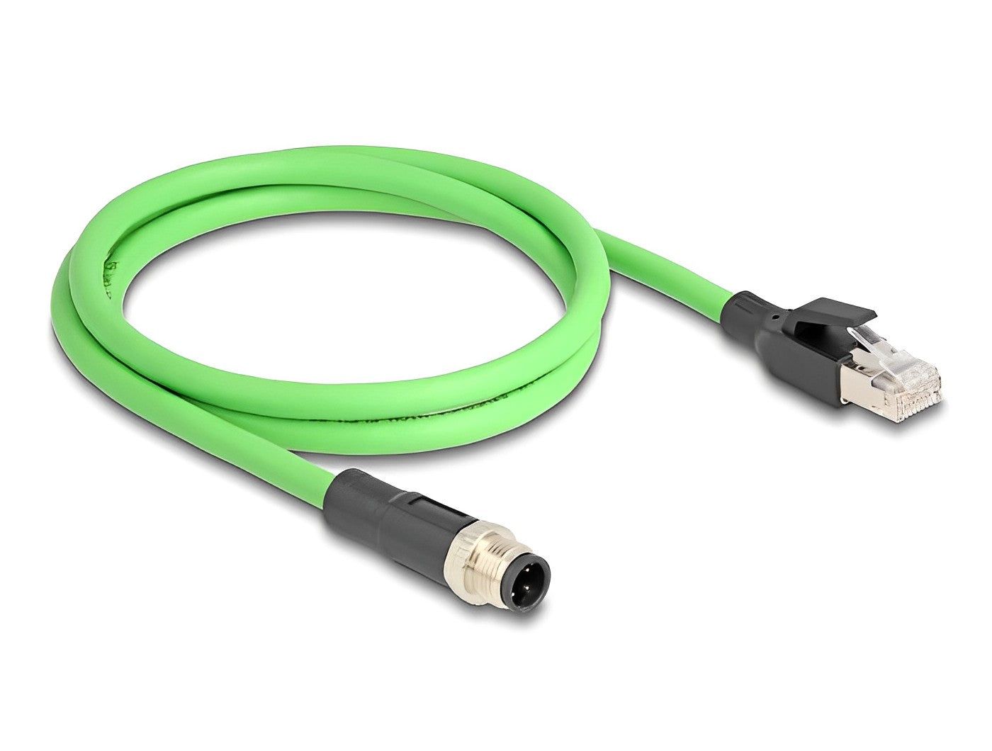 כבל רשת תעשייתי M12 PUR (TPU) תקע D-coded 4 pin לתקע RJ45 - delock.israel