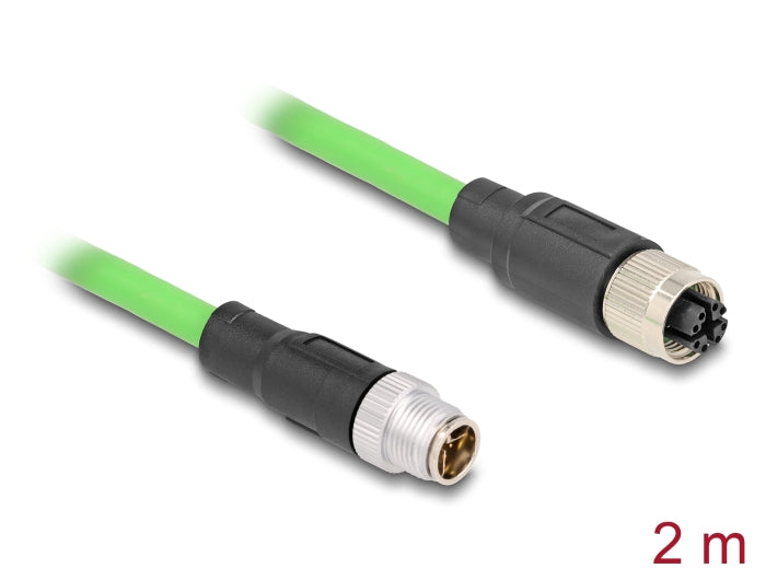 כבל רשת תעשייתי מאריך M12 8 pin X-coded PUR (TPU) ז/נ - delock.israel