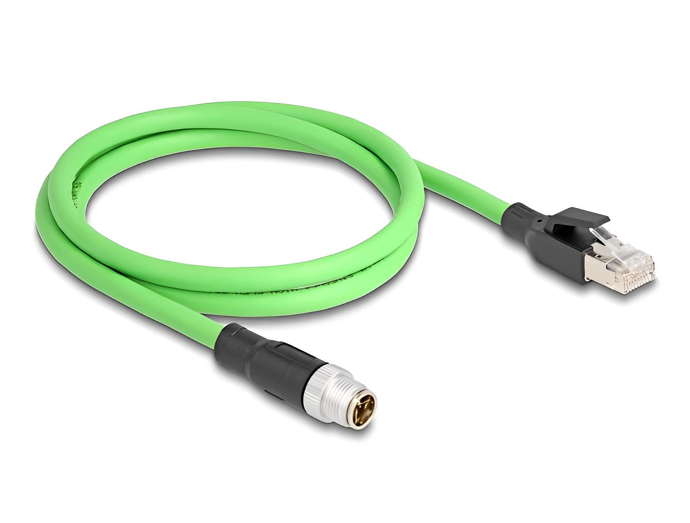 כבל רשת תעשייתי M12 PUR (TPU) תקע X-coded 8 pin לתקע RJ45 - delock.israel