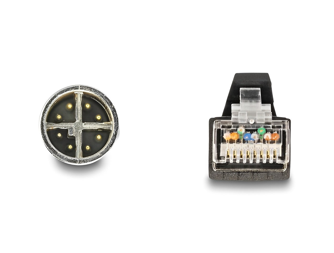 כבל רשת תעשייתי M12 PUR (TPU) תקע X-coded 8 pin לתקע RJ45 - delock.israel
