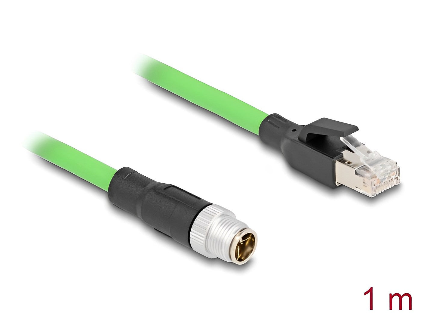 כבל רשת תעשייתי M12 PUR (TPU) תקע X-coded 8 pin לתקע RJ45 - delock.israel