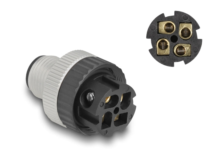 תקע M12 A-coded 4 pin IP67 בחיבור הברגה - delock.israel