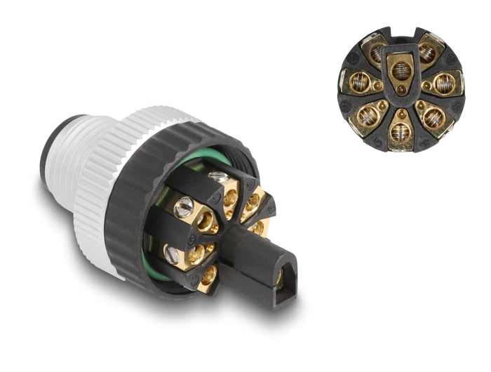 תקע M12 A-coded 8 pin IP67 בחיבור הברגה - delock.israel