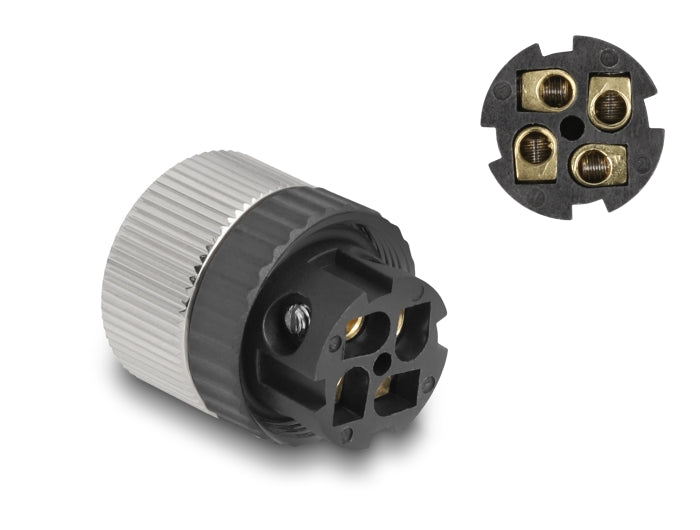 שקע M12 A-coded 4 pin IP67 בחיבור הברגה - delock.israel