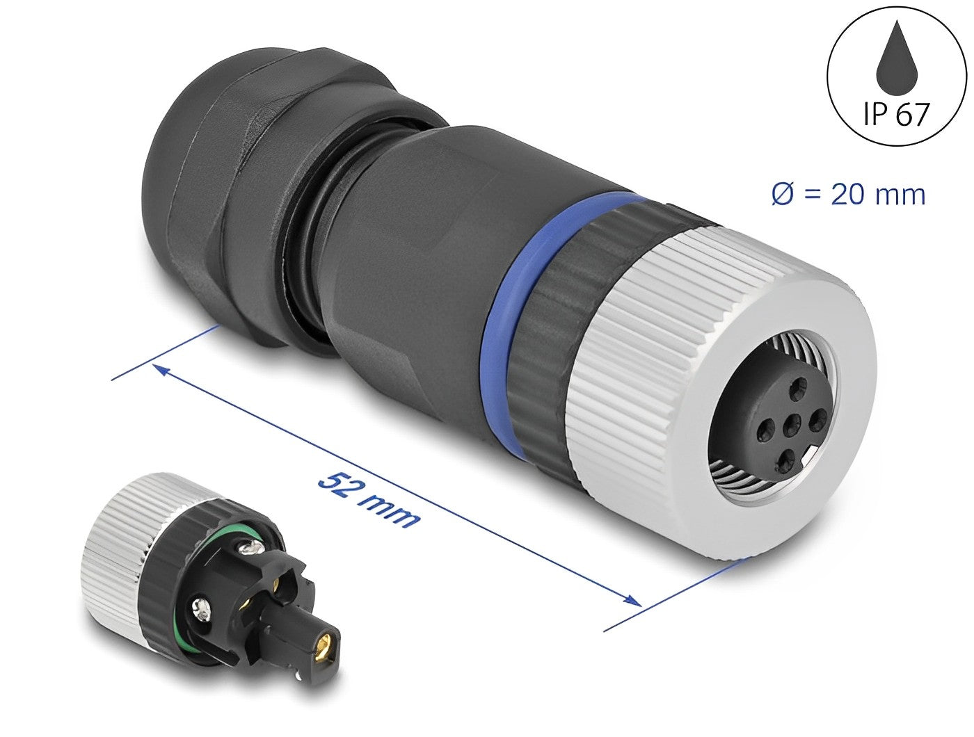שקע M12 A-coded 5 pin IP67 בחיבור הברגה - delock.israel