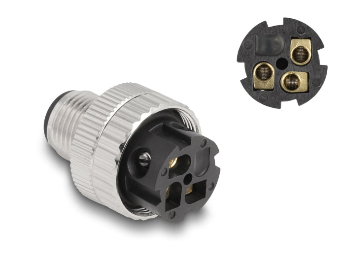 תקע M12 A-coded 3 pin 90° IP67 בחיבור הברגה - delock.israel