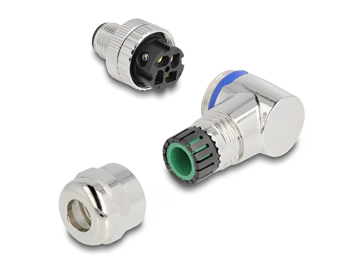 תקע M12 A-coded 4 pin 90° IP67 בחיבור הברגה - delock.israel