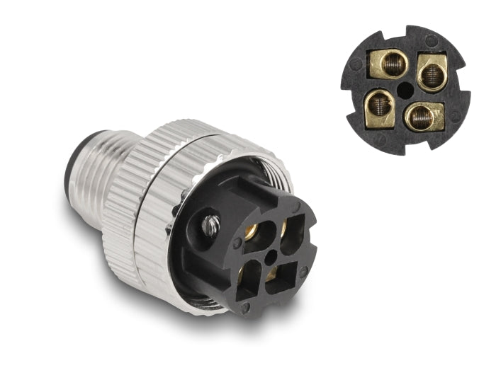 תקע M12 A-coded 4 pin 90° IP67 בחיבור הברגה - delock.israel