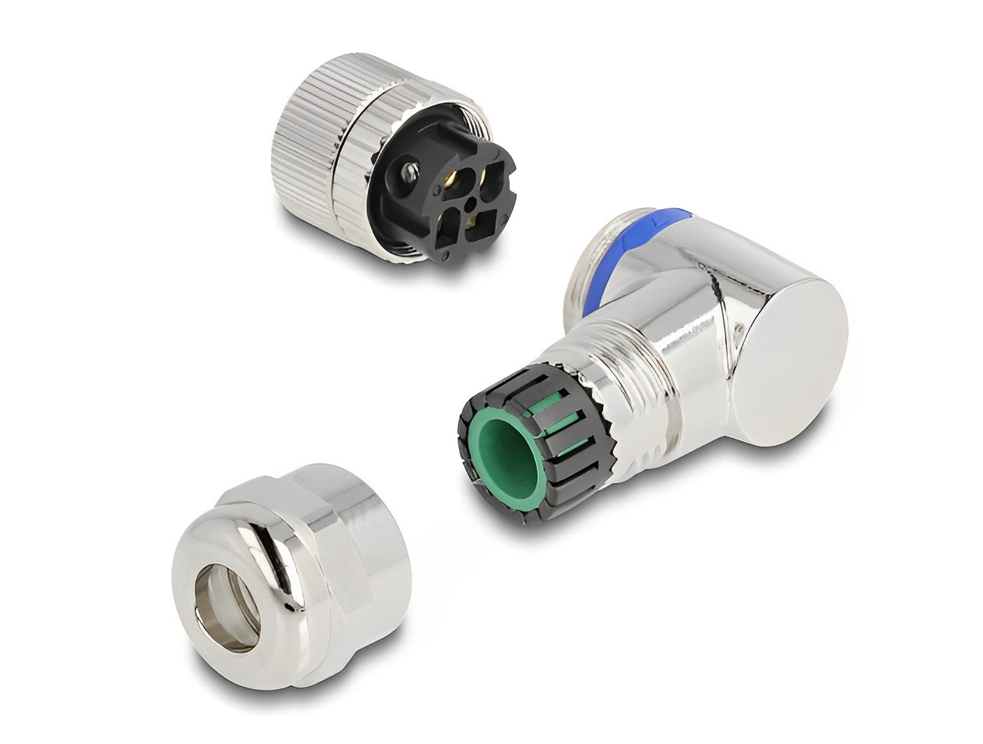 שקע M12 A-coded 4 pin 90° IP67 בחיבור הברגה - delock.israel