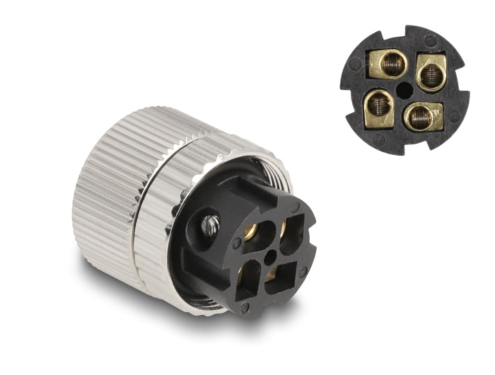 שקע M12 A-coded 4 pin 90° IP67 בחיבור הברגה - delock.israel
