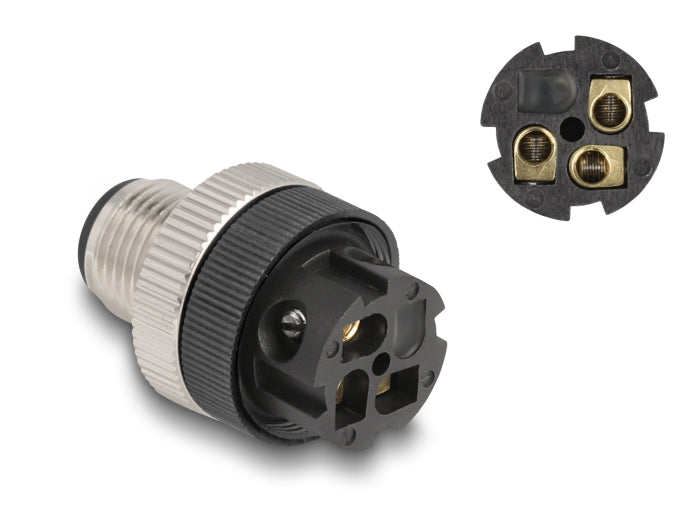 תקע M12 A-coded 3 pin IP67 בחיבור הברגה - delock.israel