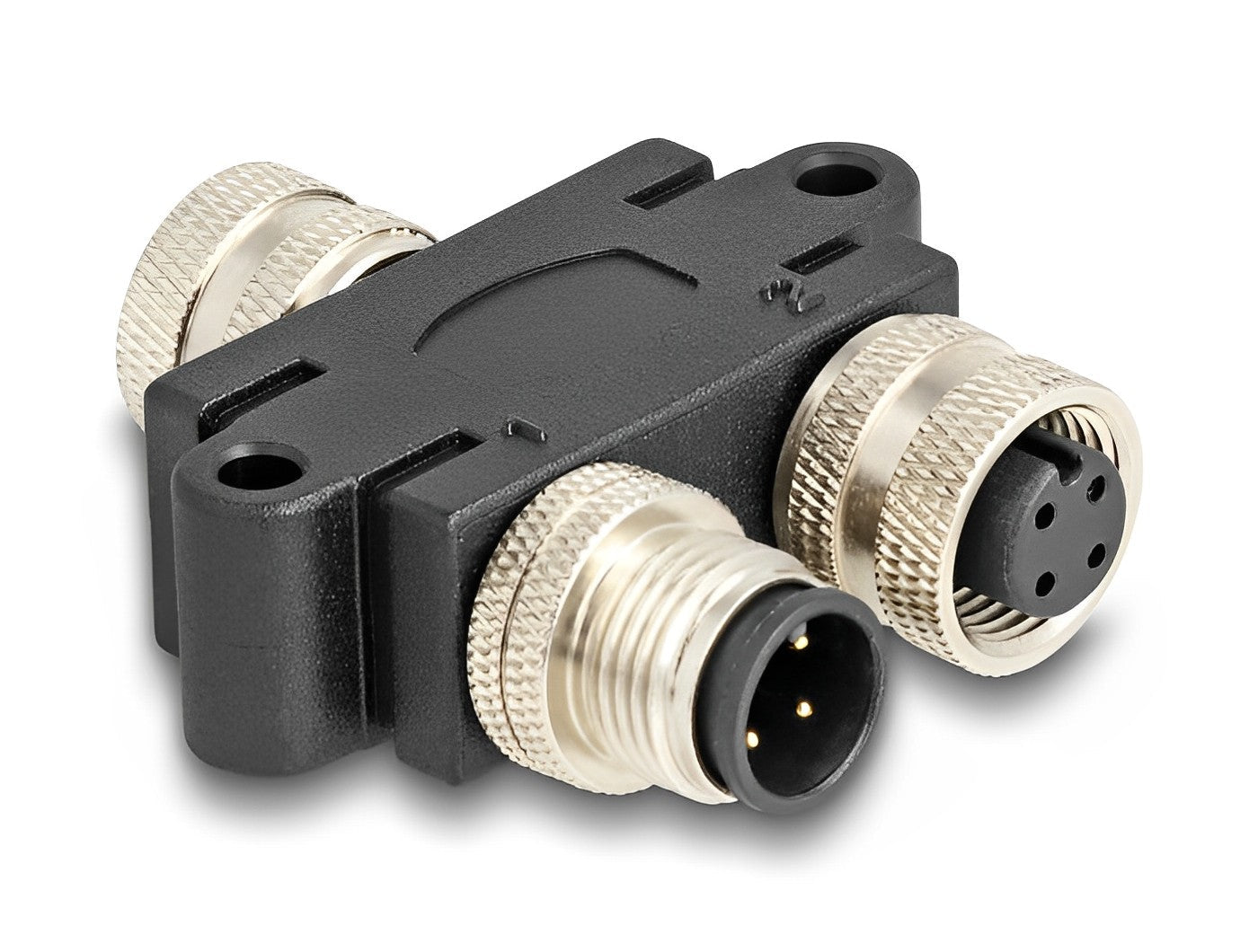 מפצל M12 Y-Splitter IP67 שקע A-coded 4pin לשקע 4pin + תקע 4pin - delock.israel