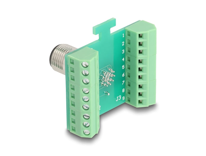 Delock M12 Transfer Module Adapter 17 pin A-coded male to 18 pin terminal block for installation - delock.israel