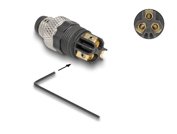 תקע M8 A-coded 3 pin IP67 בחיבור הברגה - delock.israel