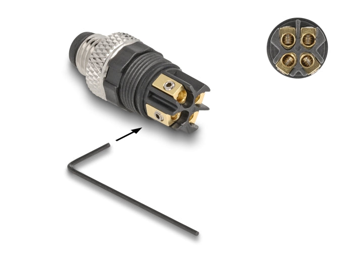 תקע M8 A-coded 4 pin IP67 בחיבור הברגה - delock.israel