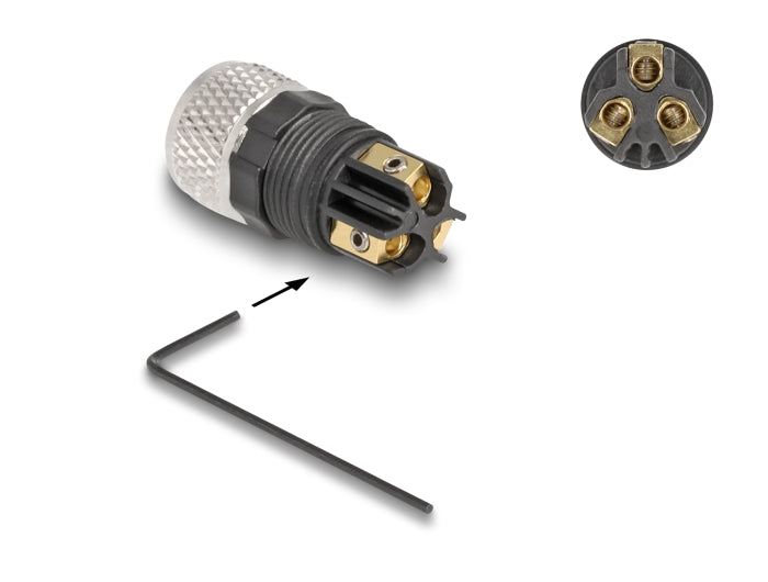 שקע M8 A-coded 3 pin IP67 בחיבור הברגה - delock.israel