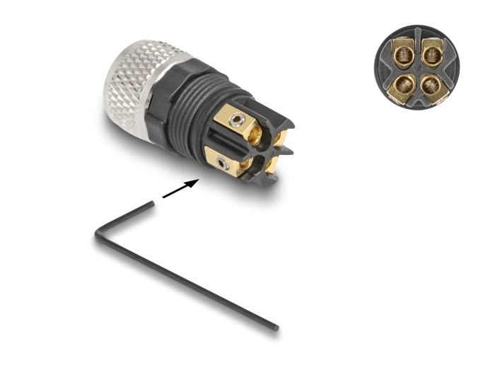 שקע M8 A-coded 4 pin IP67 בחיבור הברגה - delock.israel