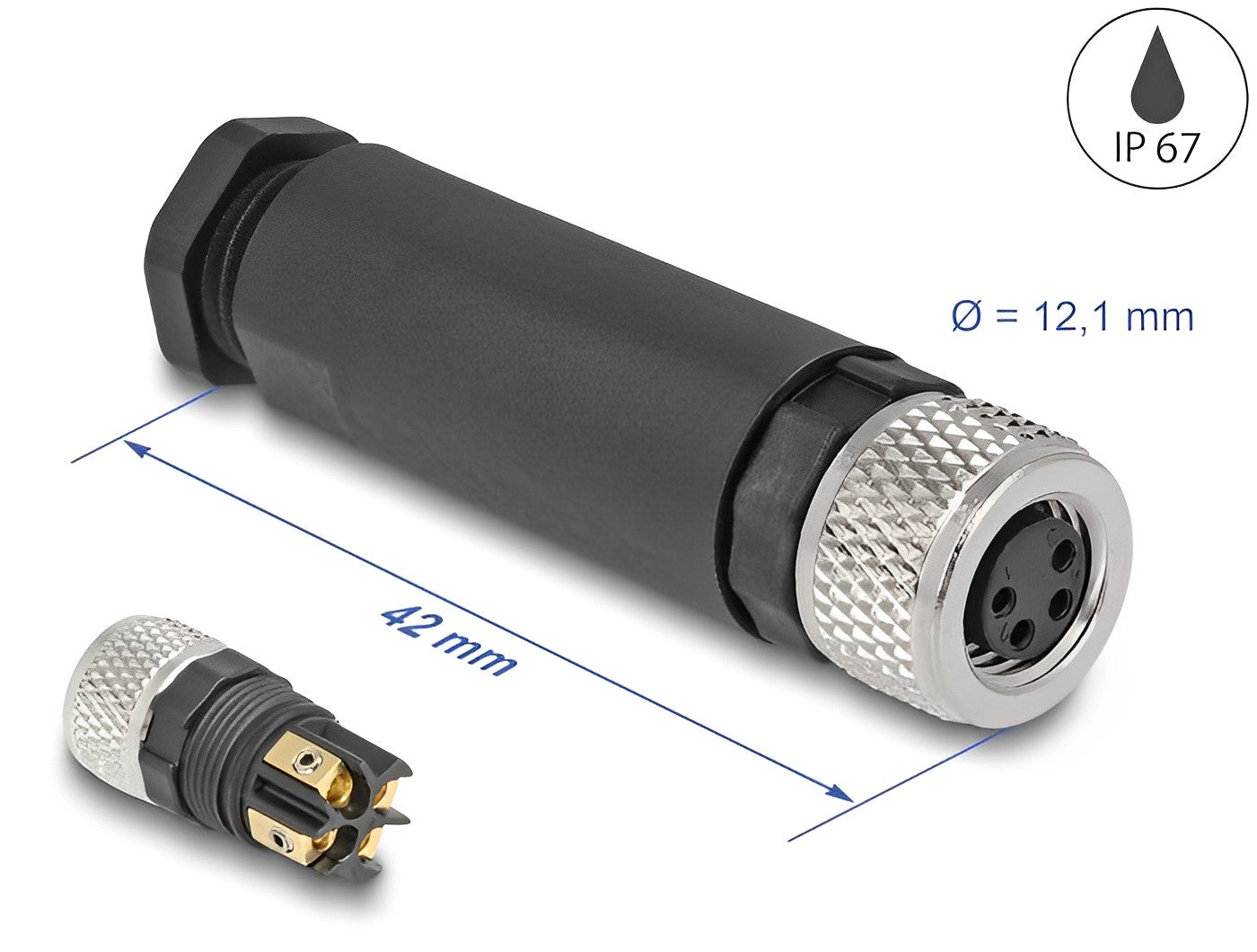 שקע M8 A-coded 4 pin IP67 בחיבור הברגה - delock.israel