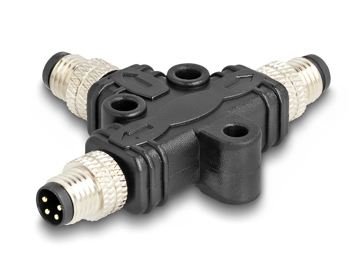 מפצל M8 T-Splitter IP67 תקע A-coded 4pin ל- 2 תקעים 4pin - delock.israel