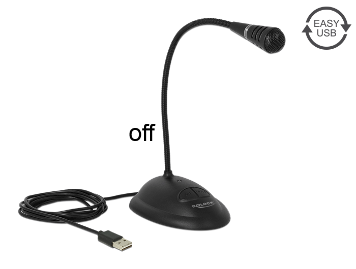 מיקרופון סטנד USB עם לחצן השתקה + לחצן כיבוי/הדלקה - delock.israel