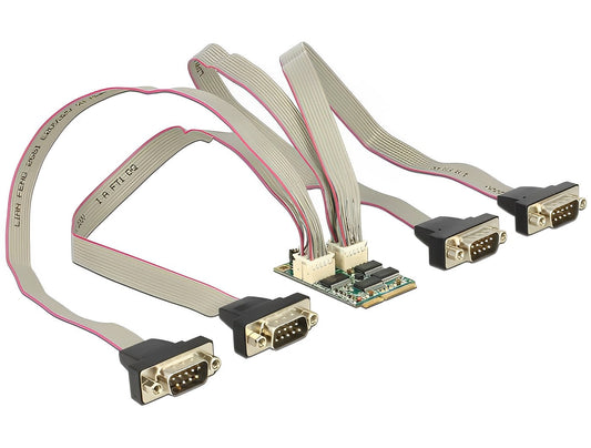 כרטיס Mini PCIe Serial RS-232 עם 4 יציאות DB9 with Voltage supply צ'יפ Exar - delock.israel