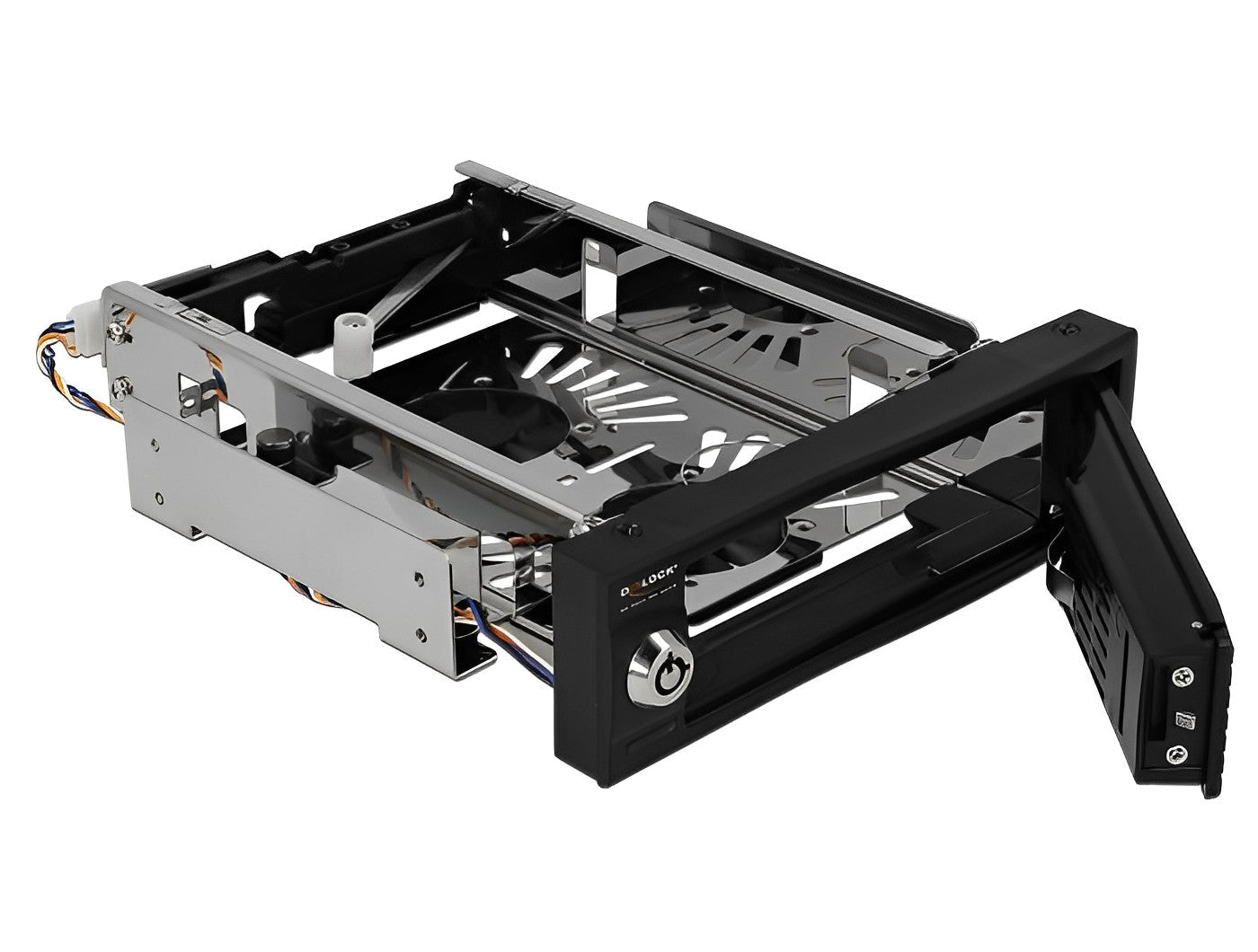 מגירה נשלפת 5.25″ כולל 2 מאווררים עבור כונן דיסק 3.5″SATA HDD/SSD - delock.israel