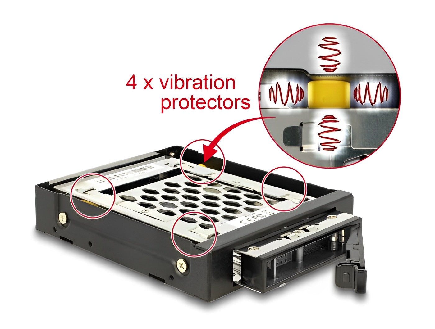 מגירה נשלפת 3.5″ עם הגנה מפני רעידות 360° עבור כונן דיסק 2.5″ SATA / SAS HDD/SSD - delock.israel