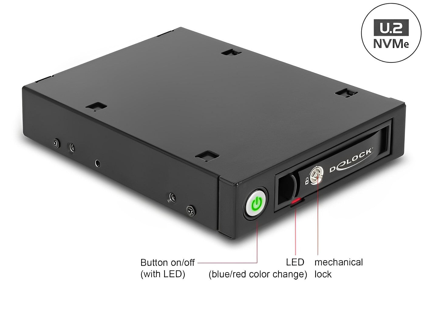 מגירה נשלפת 3.5″ עבור כונן דיסק 2.5″U.2 NVMe SSD או כונן דיסק 2.5″SATA / SAS HDD/SSD - delock.israel