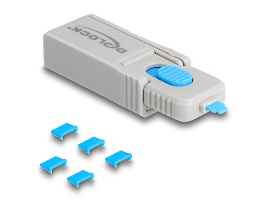 חוסם ונועל שקע מיקרו USB סט 5 יח + כלי נעילה - delock.israel