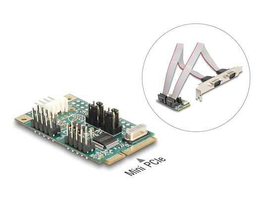Delock Mini PCIe I/O PCIe full size 2 x Serial RS-232 with voltage supply 5 V / 12 V - delock.israel