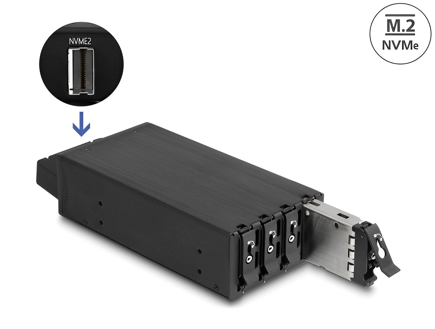 Delock Slim Bay Mobile Rack for 4 x M.2 NVMe SSD with Slim SAS SFF-8654 connector - delock.israel