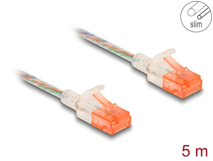 כבל רשת שקוף לא מסוכך RJ45 Cat.6A U/UTP Slim ז/ז - delock.israel