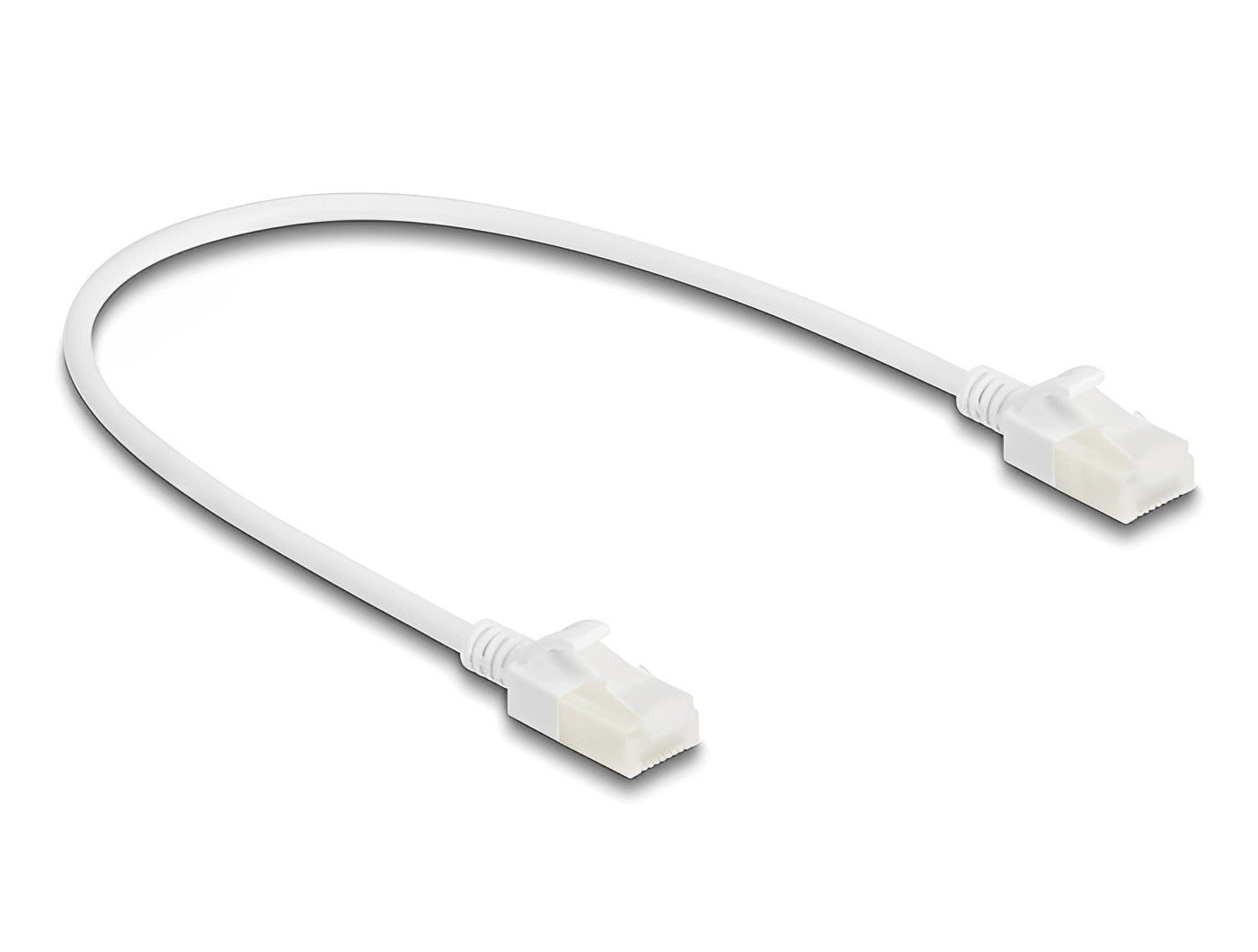כבל רשת תעשייתי RJ45 Cat.6A U/UTP Slim ז/ז עם תקעים חזקים צבע לבן - delock.israel