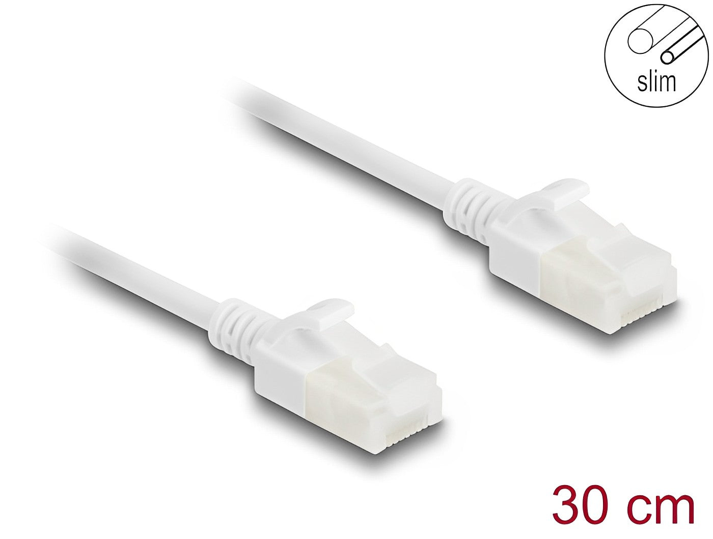 כבל רשת תעשייתי RJ45 Cat.6A U/UTP Slim ז/ז עם תקעים חזקים צבע לבן - delock.israel