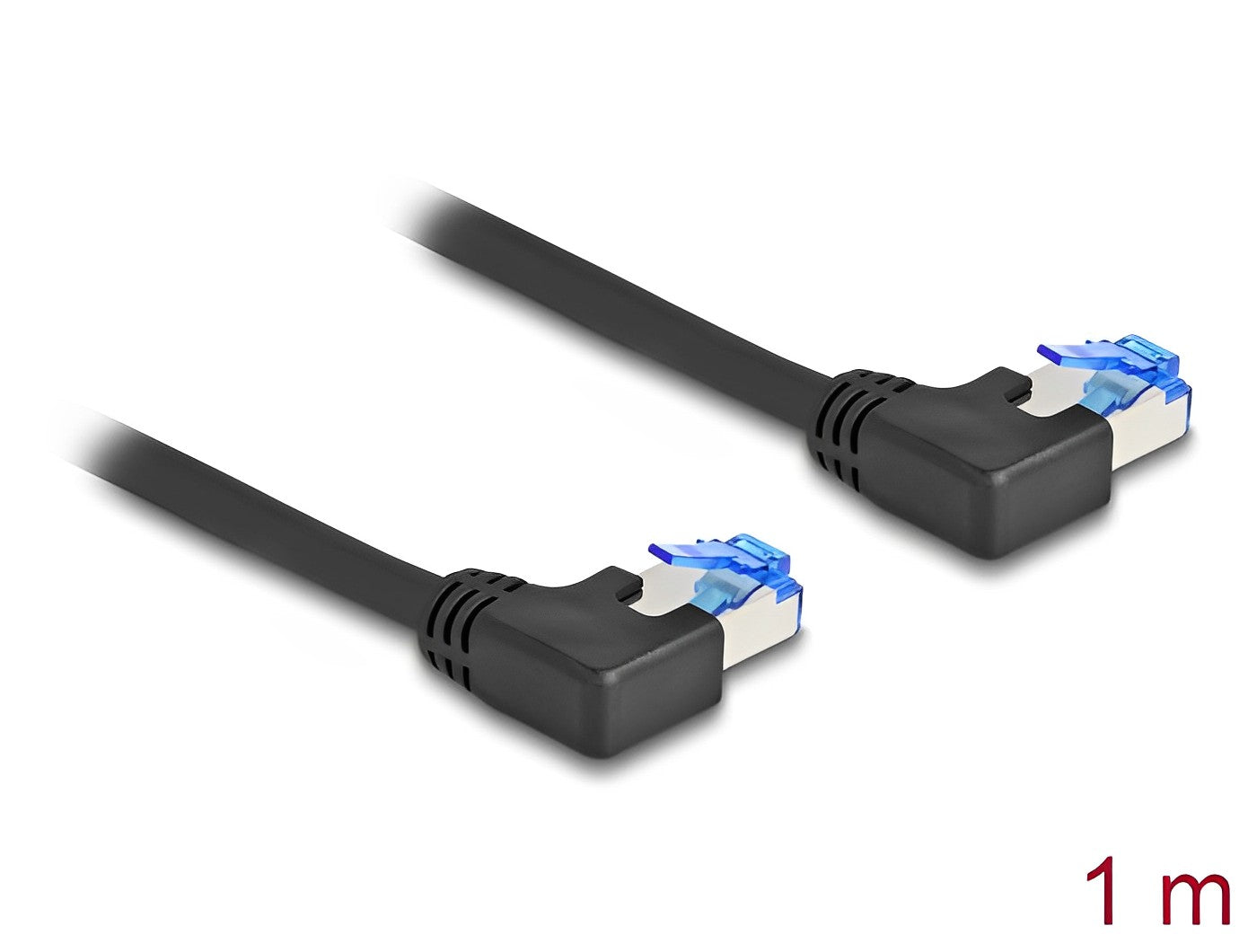 כבל רשת מסוכך RJ45 Cat.6A ז/ז שני צדדים בזווית 90° שמאלה - delock.israel