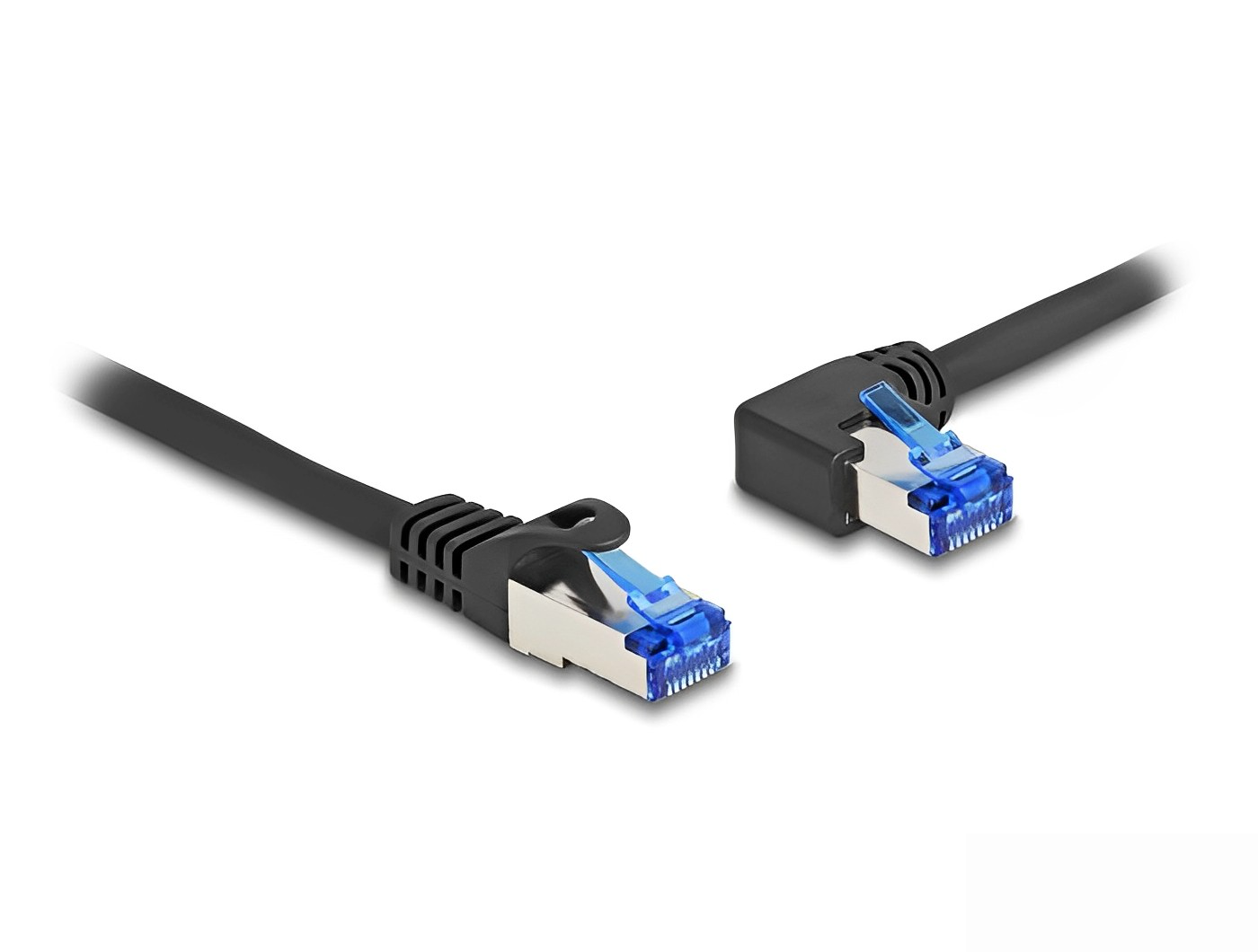 כבל רשת מסוכך RJ45 Cat.6A S/FTP ז/ז צד אחד בזווית 90° שמאלה - delock.israel