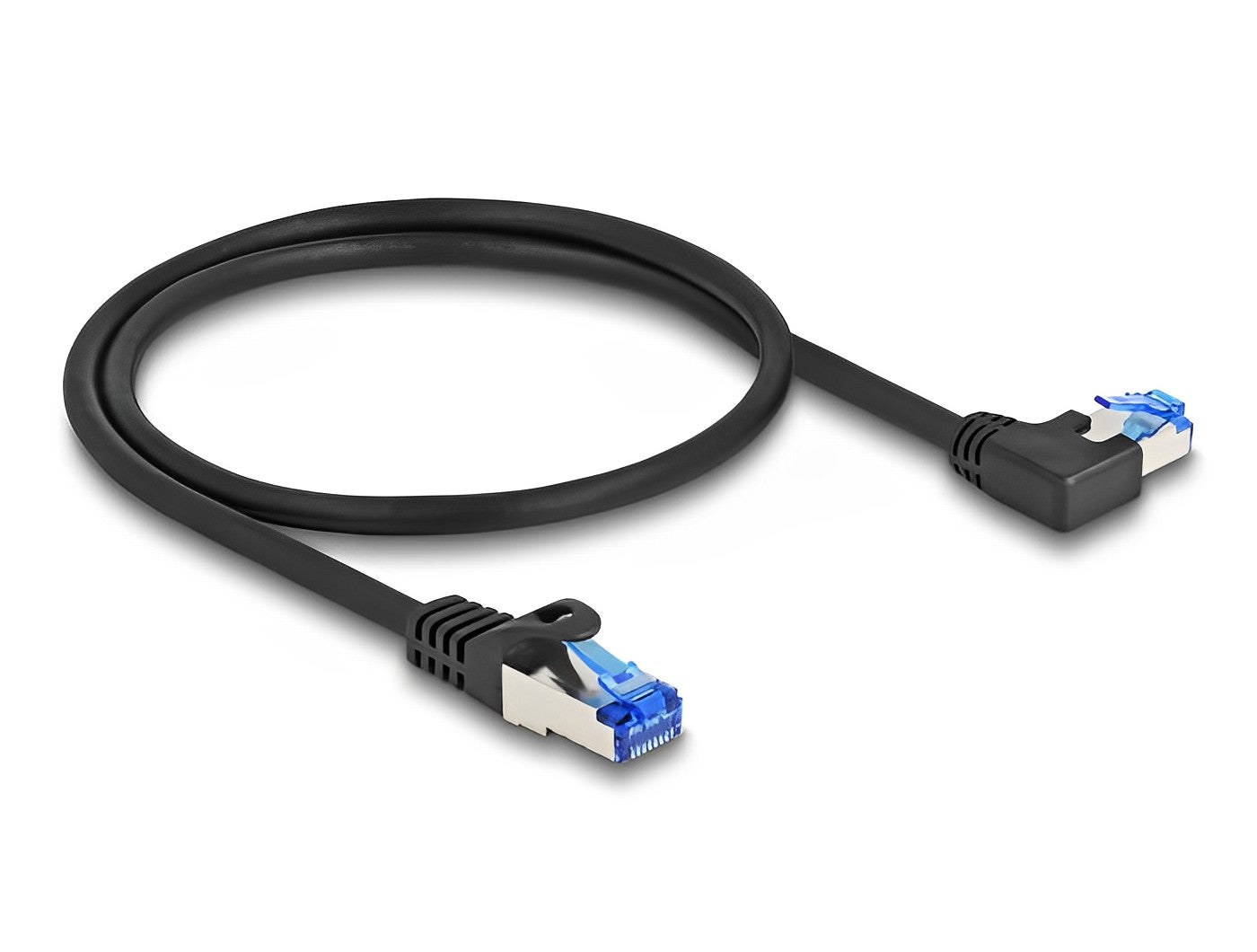 כבל רשת מסוכך RJ45 Cat.6A S/FTP ז/ז צד אחד בזווית 90° שמאלה - delock.israel