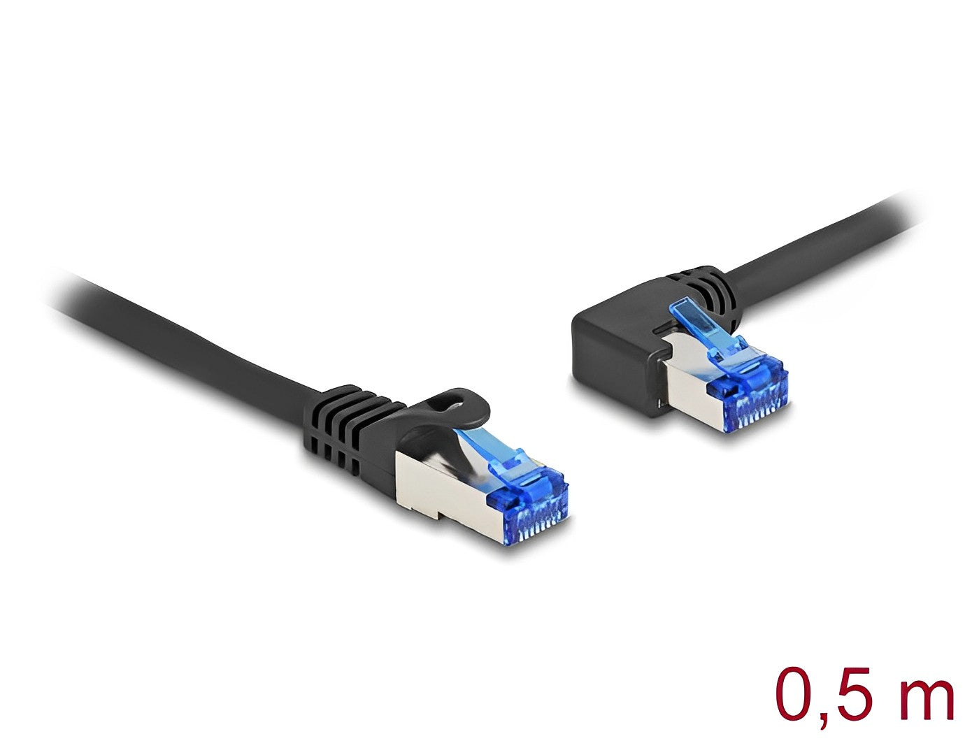כבל רשת מסוכך RJ45 Cat.6A S/FTP ז/ז צד אחד בזווית 90° שמאלה - delock.israel