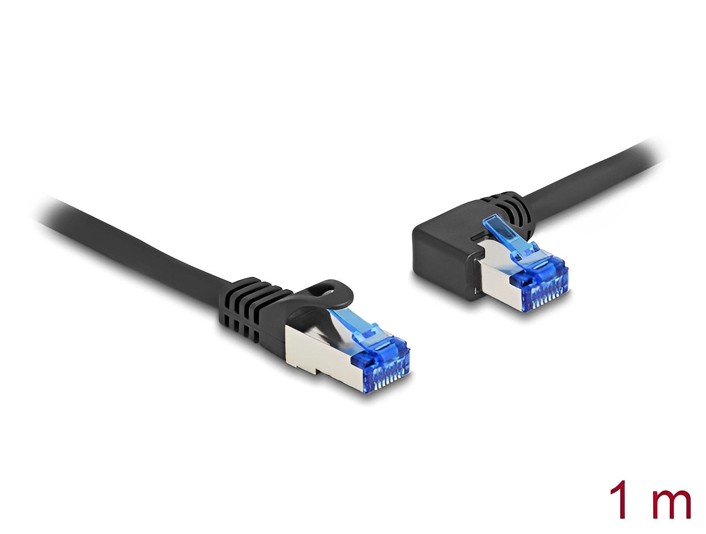 כבל רשת מסוכך RJ45 Cat.6A S/FTP ז/ז צד אחד בזווית 90° שמאלה - delock.israel
