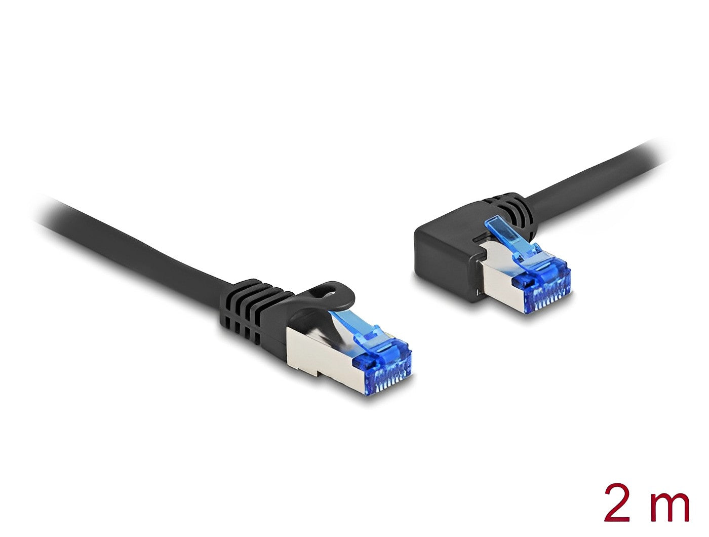 כבל רשת מסוכך RJ45 Cat.6A S/FTP ז/ז צד אחד בזווית 90° שמאלה - delock.israel