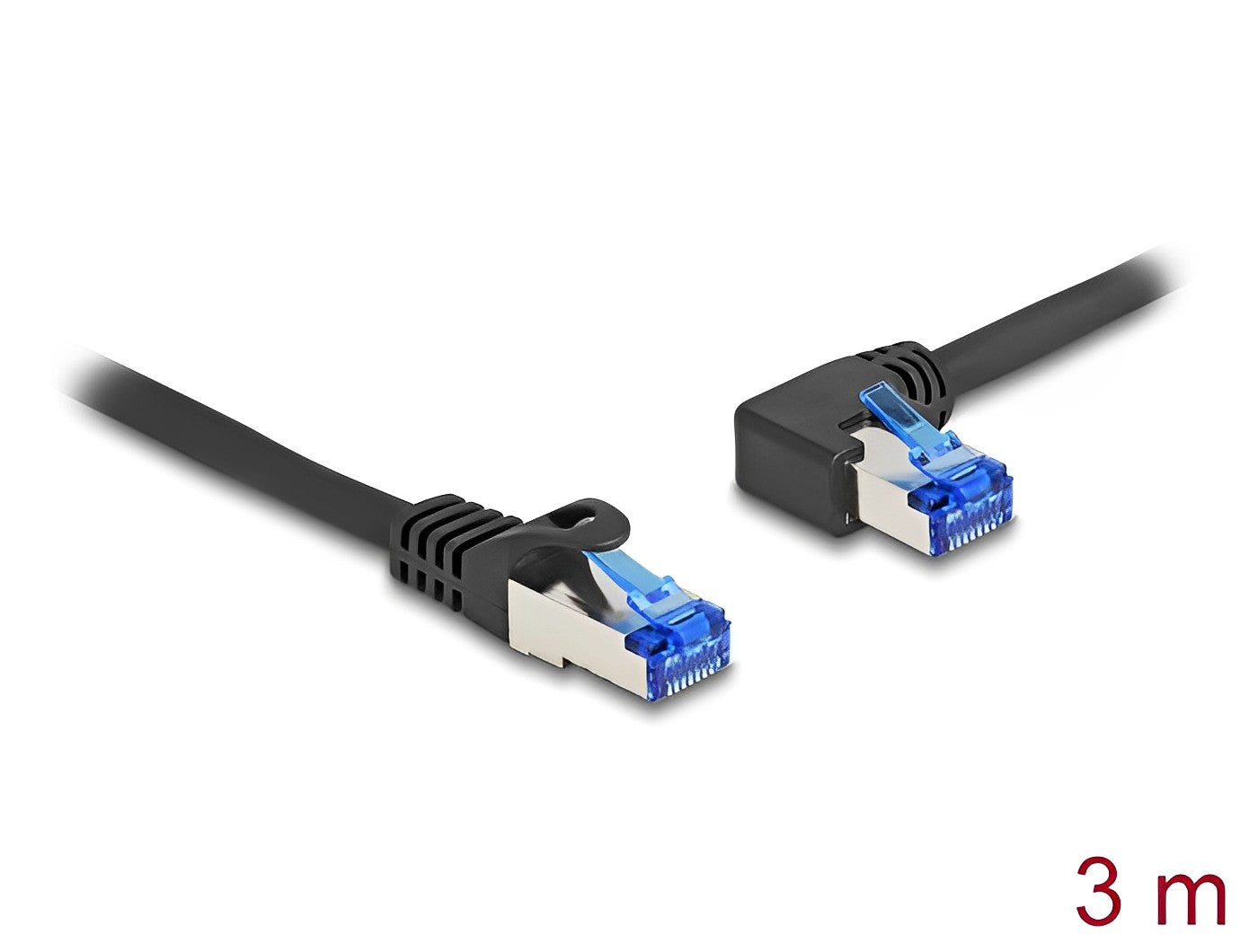 כבל רשת מסוכך RJ45 Cat.6A S/FTP ז/ז צד אחד בזווית 90° שמאלה - delock.israel