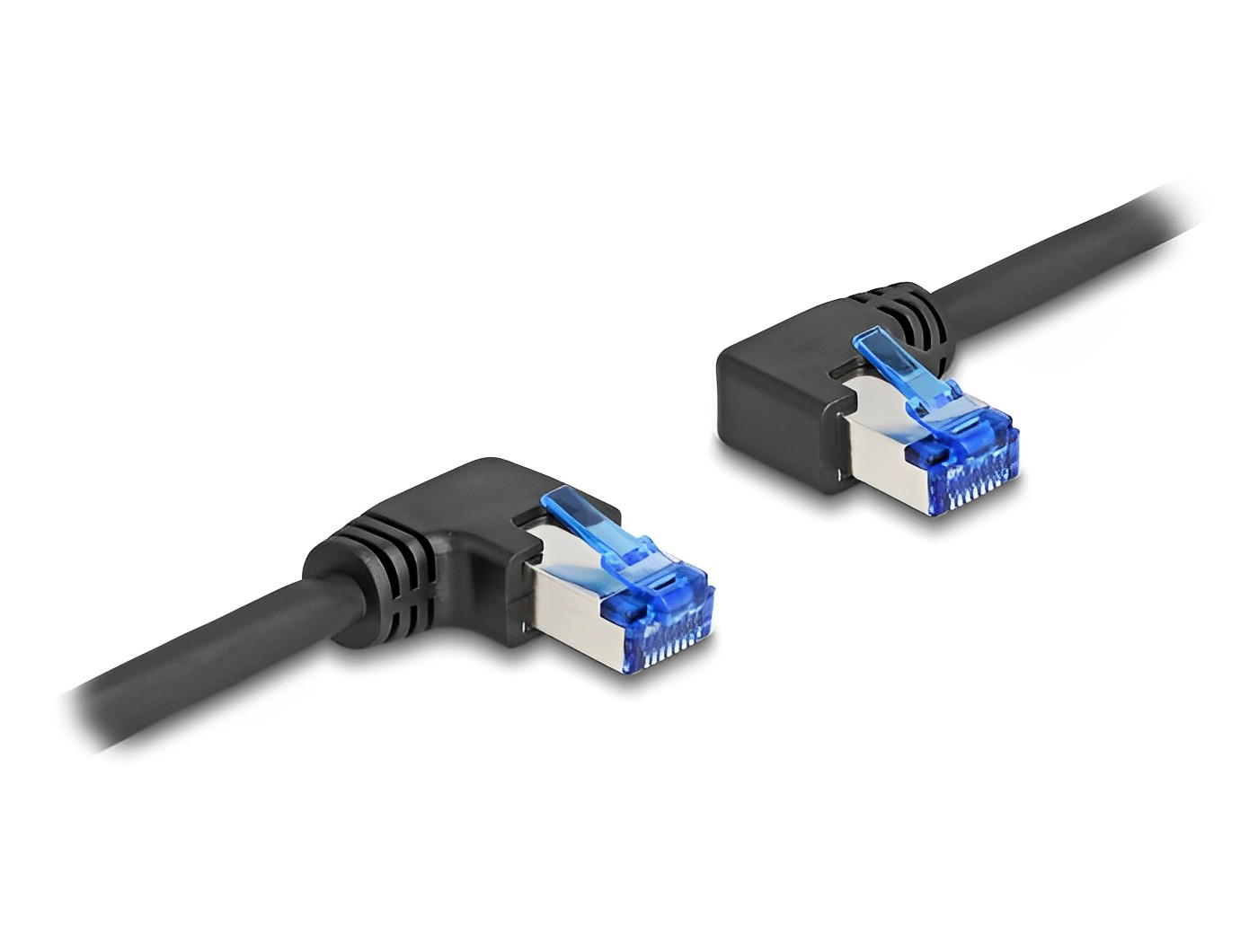 Delock RJ45 Network Cable Cat.6A S/FTP right / left angled black - delock.israel